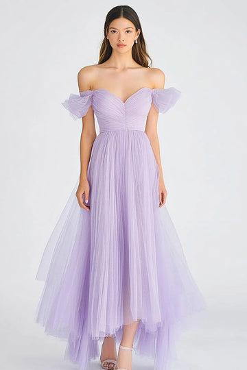 Off The Shoulder Lila En linje Tyll Formell Klänning